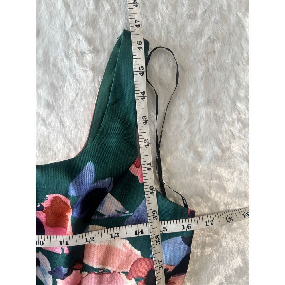 Julia Jordan Womens Green Multi Floral Mikado Pleated Fit & Flare Dress Sz 4 - Picture 8 of 9